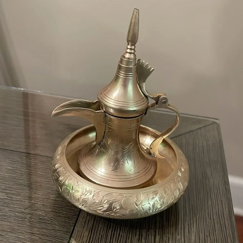 Selling a Vignette of Three Brass Pieces, Vase, Bowl, Tiny Pitcher